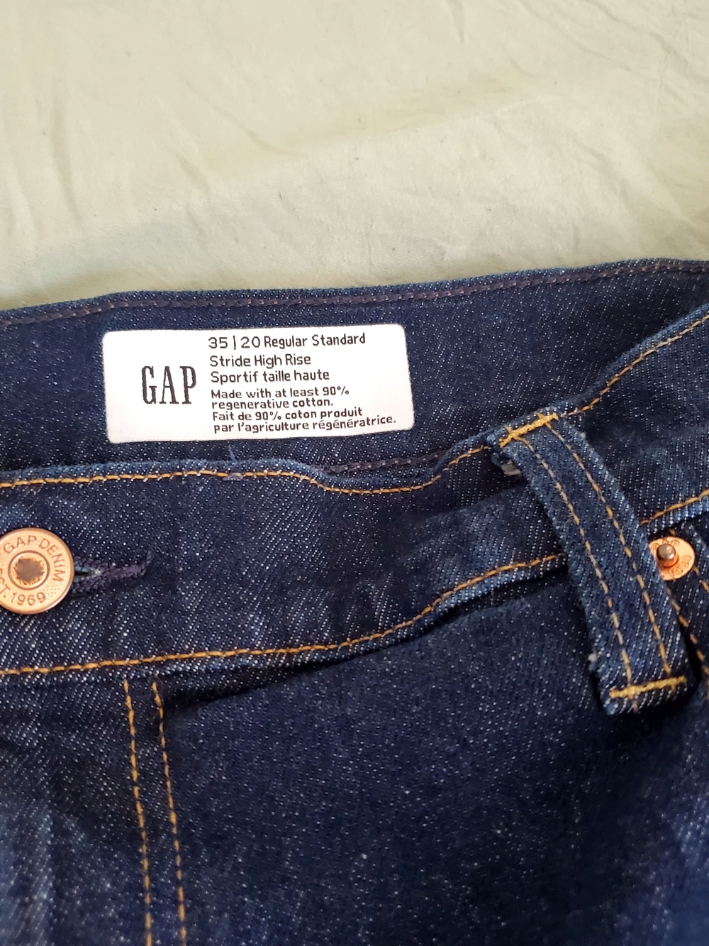 GAP Jeans Dark Indigo High-Rise with Gold Stitching